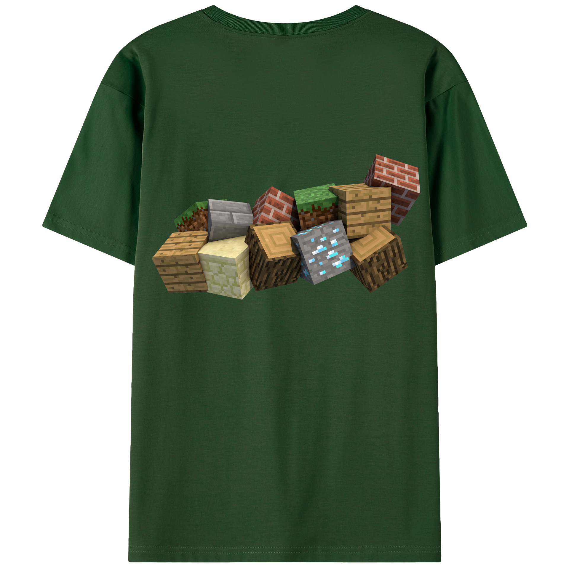 （画像用） マインクラフト ブロックの世界 Minecraft MC Block world 綿100％半袖Tシャツ（背面プリント）